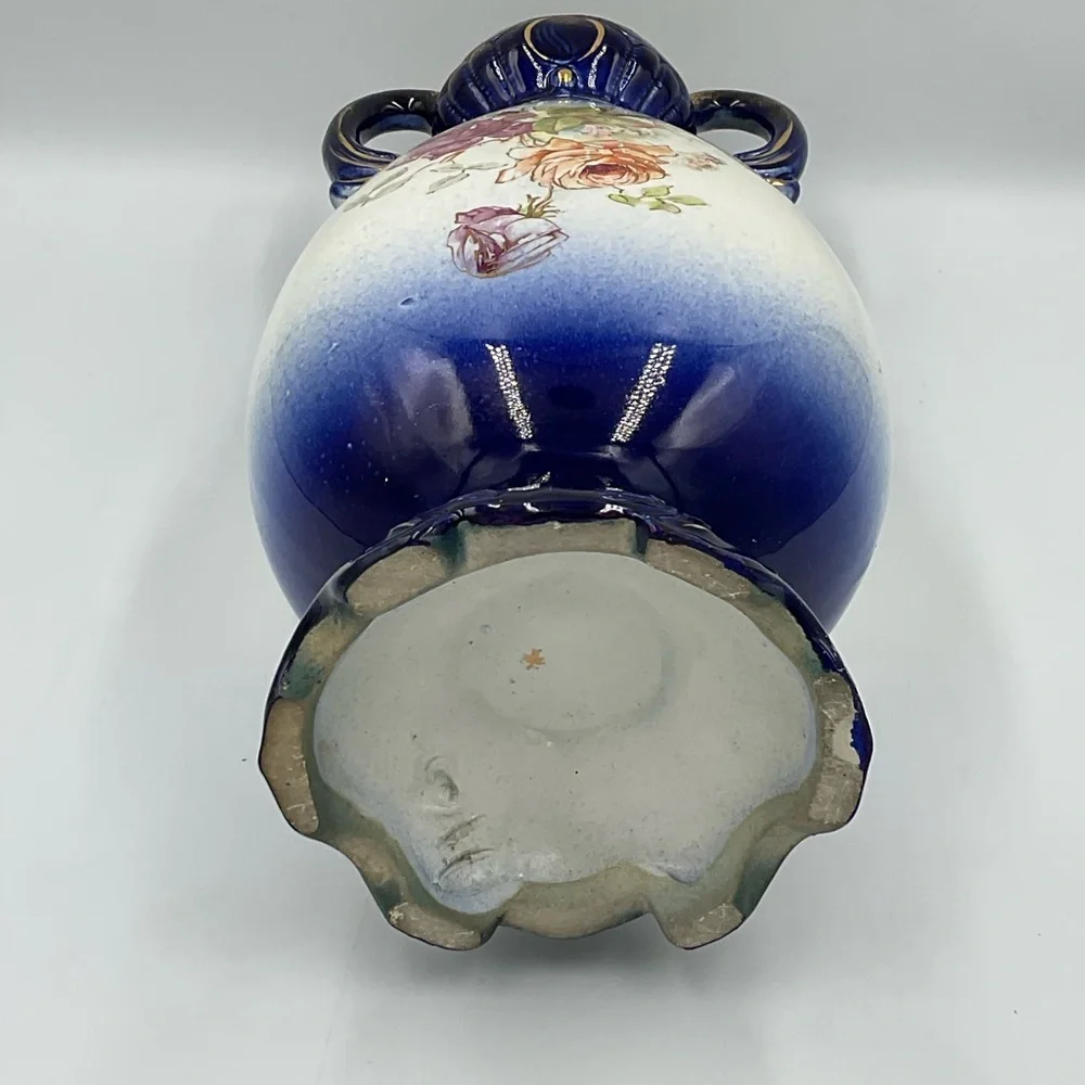 Antique Style Cobalt Blue & Gold Art Nouveau/Rococo Revival Vase